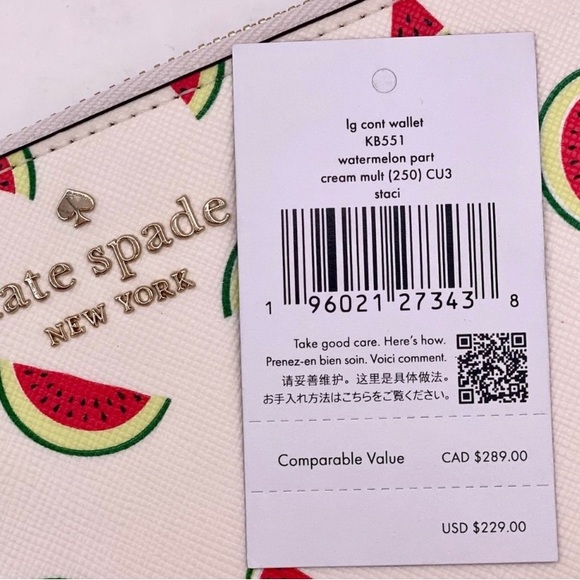 🎁 NWT 3 Kate Spade ♠️ Watermelon Tote + 🍉 Wristlet + Wallet 🍀🍉 - Picture 11 of 13